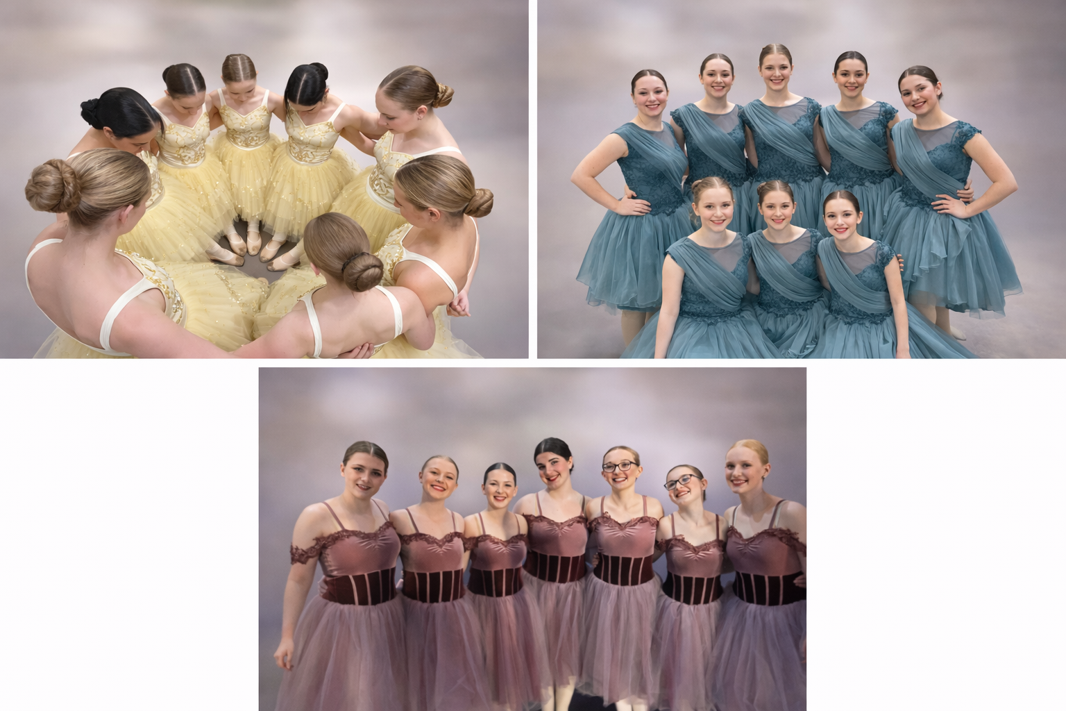 Ballet dancers in harmonious costumes